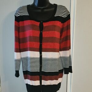 New York & Company Multicolor Striped Cardigan